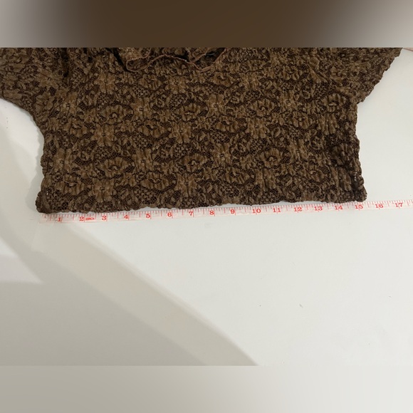 Fairy Core Top brown Sheer All over Lace Detail Size S/M Long Sleeve Y2K witchy - Picture 11 of 14
